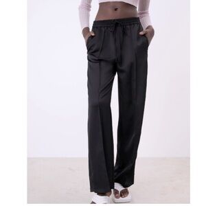 ZARA Black Satin Straight LegWomen's Pants